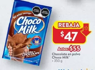 Oferta de Choco milK - Chocolate En Polvo Choco Milk por $47 en Walmart