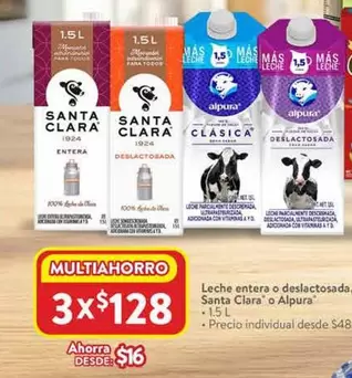 Oferta de Santa Clara - Leche Entera O Deslactosada por $128 en Walmart