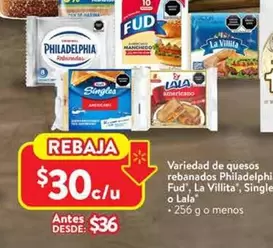Oferta de Fud - Quesos Rebanados Philadelphia por $30 en Walmart
