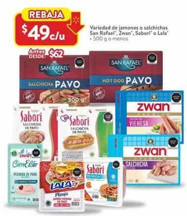 Oferta de Sabori - Variedad De Jamones O Salchichas San Rafael,  O Lala por $49 en Walmart