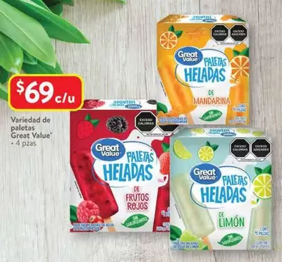 Oferta de Great Value - Variedad De Paletas por $69 en Walmart