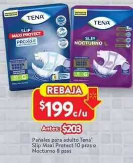 Oferta de Tena - $20 Slip Maxi Protect 10 Pzas O Nocturno 8 Pzas por $199 en Walmart