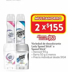 Oferta de Lady Speed Stick - Variedad De Desodorante Speed Stick O Speed Stick por $53 en Walmart