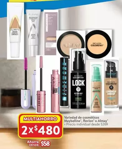 Oferta de Almay - Variedad De Cosméticos Maybelvine por $58 en Walmart