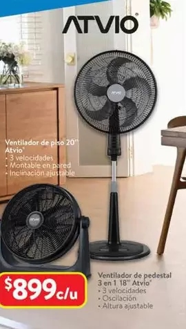 Oferta de Atvio - Ventilador De Pedostal 3 En 1 18" por $899 en Walmart
