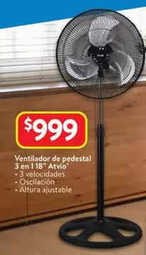 Oferta de Atvio - Ventilador De Pedestal 3 En 1 18" por $999 en Walmart