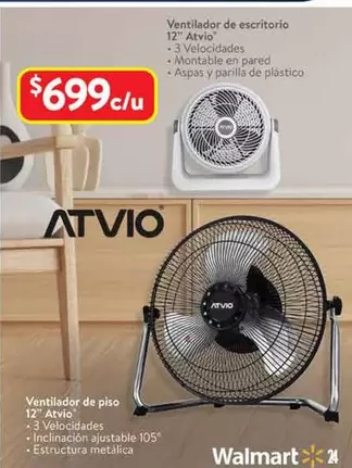 Oferta de Atvio - Ventilador De Escritorio por $699 en Walmart