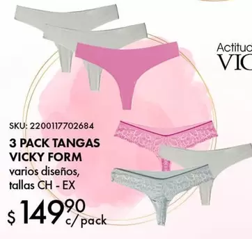 Oferta de Vicky Form - 3 Pack Tangas por $149.9 en Woolworth