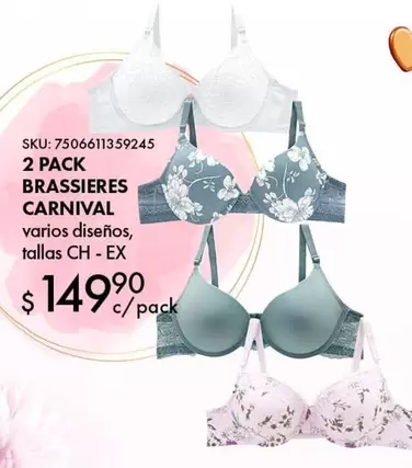 Oferta de 2 Pack Brassieres Carnival por $149.9 en Woolworth