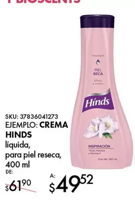 Oferta de Hinds - Humedo Para Piel Resecas por $61.9 en Woolworth