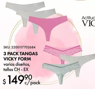 Oferta de Vicky Form - 3 Pack Tangas por $149.9 en Del Sol