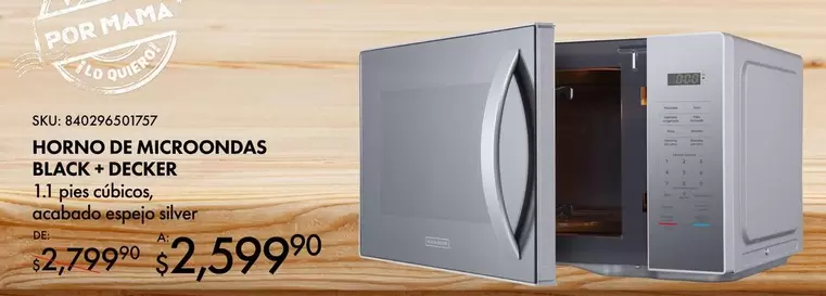 Oferta de Horno De Microondas Black por $2599.9 en Del Sol