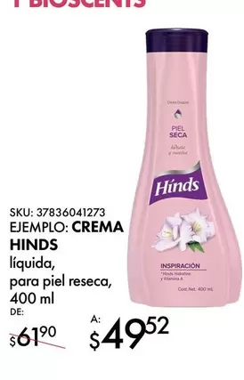 Oferta de Hinds - Humedo Para Piel Resecas por $61.9 en Del Sol