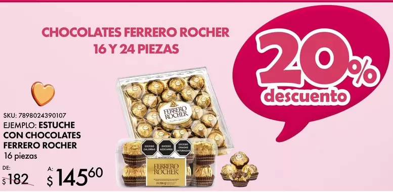 Oferta de Ferrero Rocher - Chocolates por $145.6 en Woolworth