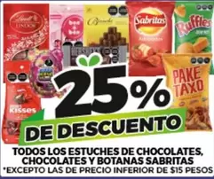 Oferta de Todos Los Estuches De Chocolates, Chocolates Y Botanas Sabritas en Merco