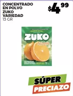 Oferta de Zuko - Concentrado En Polvo por $4.99 en Merco