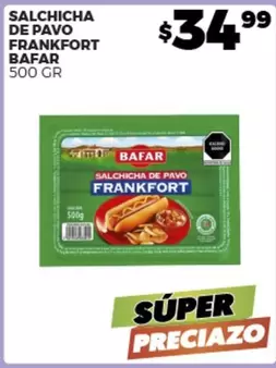 Oferta de Bafar - Salchicha De Pavo Frankfort por $34.99 en Merco