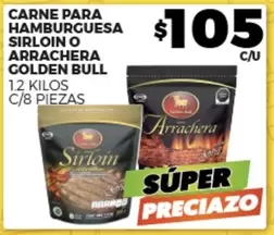 Oferta de Golden Bull - Carne Para Hamburguesa Sirloin O Arrachera por $105 en Merco