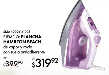 Oferta de Hamilton - Ejempion Plancha  Beach por $319.92 en Del Sol