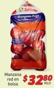 Oferta de Soriana - Manzana Red En Bolsa por $32.8 en Soriana Híper