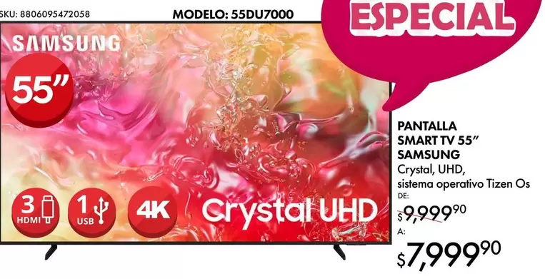 Oferta de Samsung - Pantalla Smart Tv 55" por $7999 en Woolworth