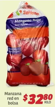 Oferta de Soriana - Manzana Red En Bolsa por $32.8 en Soriana Híper