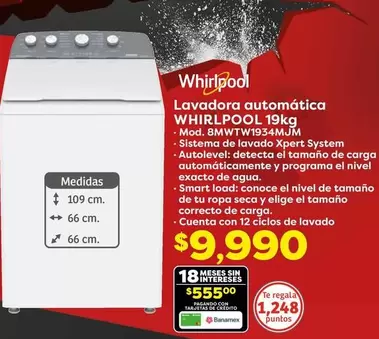 Oferta de Whirlpool - Lavadoras Automatica por $555 en Soriana Híper
