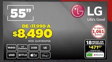 Oferta de LG - 55ur7800psb por $8490 en Soriana Híper