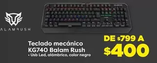 Oferta de Rush - Teclado Mecánico Kg740 Balsam por $400 en Soriana Híper