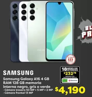 Oferta de Samsung -  Galaxy A16 4 GB por $4190 en Soriana Híper