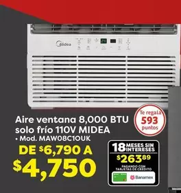 Oferta de AIRE - Aire Ventana 8,000 Btu Solo Frio 110v por $4750 en Soriana Híper