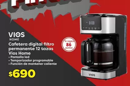 Oferta de Vios - Cafetera digital filtro permanente 12 tazas por $690 en Soriana Híper