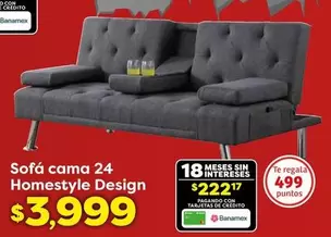 Oferta de Sofa Cama 24 por $3999 en Soriana Híper