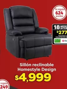 Oferta de Home Style - Sillón Reclinable por $4999 en Soriana Híper