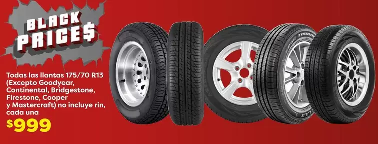 Oferta de Black - Toaled 16 Untar T5/70 R15 por $999 en Soriana Híper