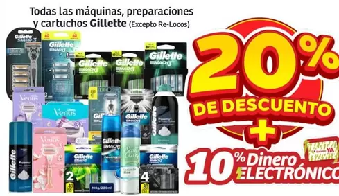 Oferta de Gillette - Todas Las Máquinas, Preparaciones Y Cartuchos en Soriana Híper