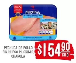 Oferta de Pilgrim's - Pechuga De Pollo Sin Hueso Charola por $154.9 en Soriana Híper