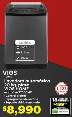 Oferta de Vios - Lavadora Automática Plata por $8990 en Soriana Súper