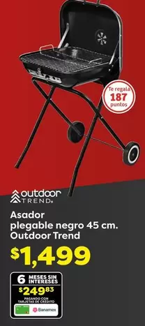 Oferta de Asador Plegable Negro 45 Cm. Outdoor Trend por $1499 en Soriana Súper