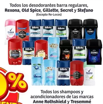 Oferta de Rexona - Todos Los Desodorantes Barra Regulares, , Old Spice, Gillette, Secret Y Stefano en Soriana Súper
