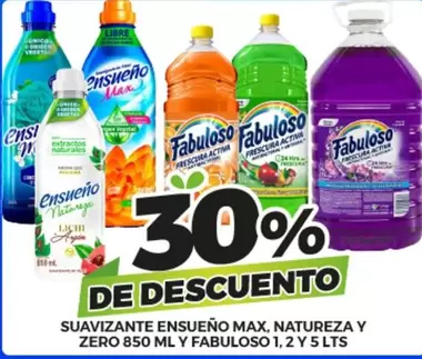 Oferta de Suavizante Ensueño Max, Natureza Y Zero Y Fabuloso en Merco