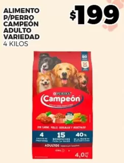 Oferta de Purina - Alimento P/Perro Campeón Adulto por $199 en Merco