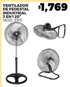 Oferta de Ventilador De Pedestal Industrial 3 En 1 20" por $1769 en Merco