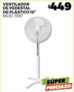 Oferta de Ventilador De Pedestal De Plástico 16" por $449 en Merco