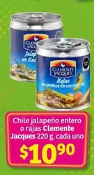 Oferta de Clemente Jacques - Chile jalapeño entero o Rajas por $10.9 en Soriana Híper