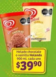 Oferta de Holanda - Helado Chocolate O Vainilla por $39.9 en Soriana Híper