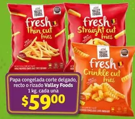 Oferta de Valley Foods - papa congelada corte delgado, recto o rizado por $59 en Soriana Híper