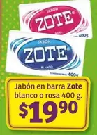 Oferta de Zote - Jabón En Barra  Blanco O Rosa por $19.9 en Soriana Híper