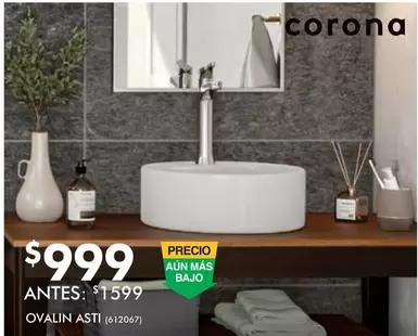 Oferta de Corona - Ovalin Asti por $999 en The Home Depot