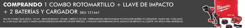 Oferta de Comprando 1 Combo Rotomartillo + Llave De Impacto + 2 Baterías Y Cargador en The Home Depot